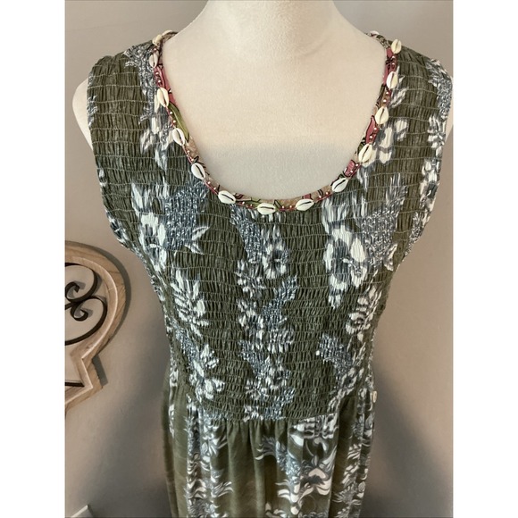 Vintage‎ Faith Smocked Tank Dress Boho Hippie Beach Multi Print XL - Picture 12 of 16